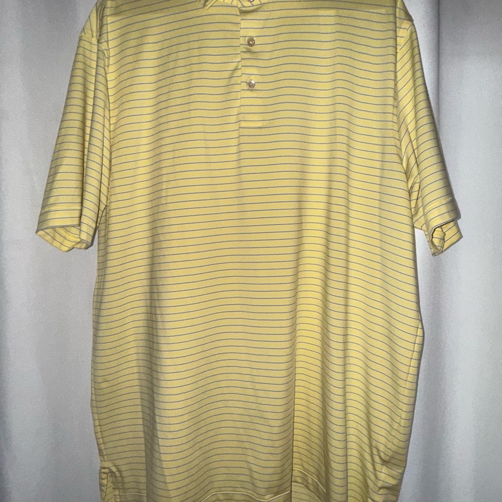 Peter Millar Yellow and Gray Striped Polo Shirt